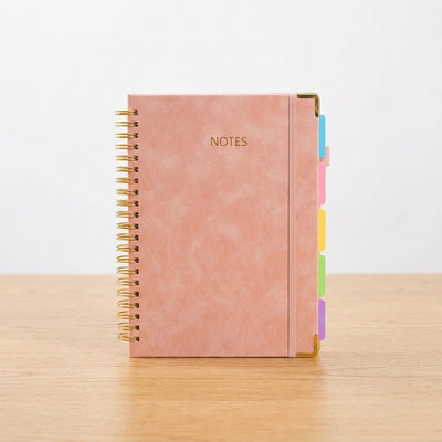 Solivax™ — 300-Page Leather Spiral Notebook with 5-Subject Divider Tabs
